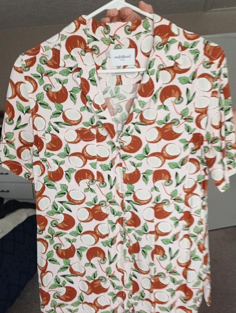 Goodfellow & Co Pink Tropical Coconut Print Shirt